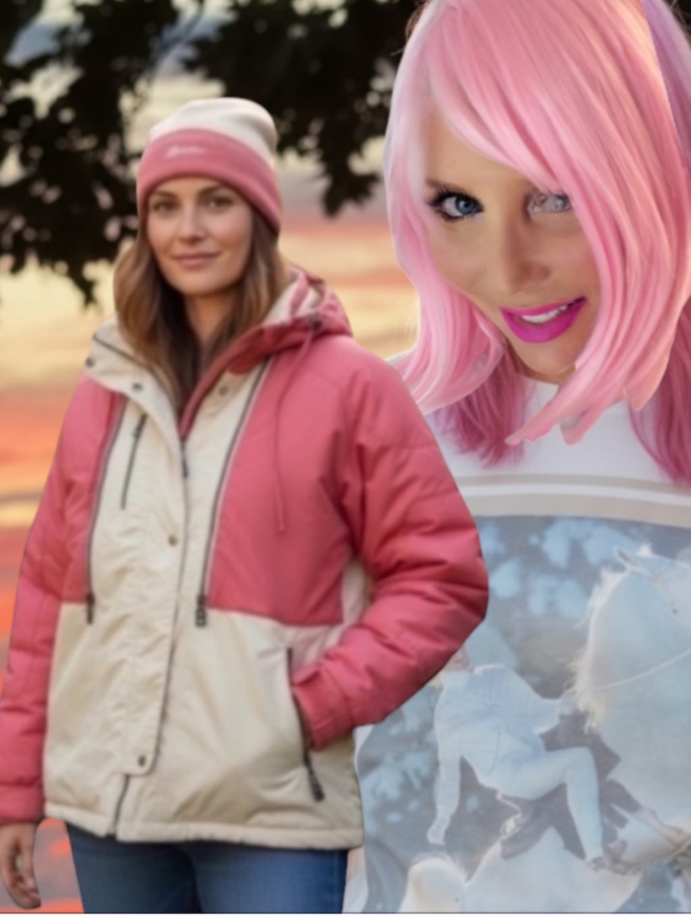 ❄️Bogner Two-Tone Cream and Coral Vintage Ski Jacket